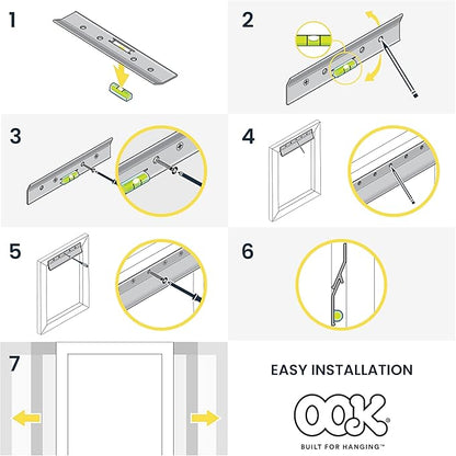 OOK French Cleat, Picture and Mirror Hanger with Hardware, 100lb, Aluminum, 533208