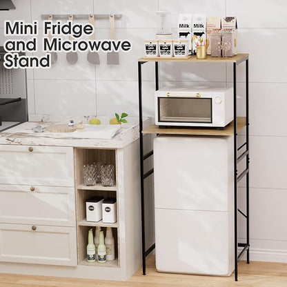 Mini Fridge Shelf Mini Fridge and Microwave Stand Over Mini Fridge Storage Rack Height Adjustable Microwave and Fridge Stand Suitable for Dorm, Kitchens, Offices, Yellow