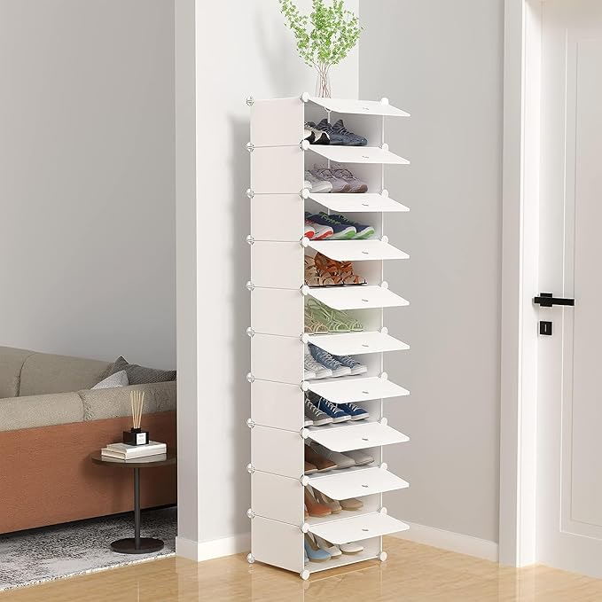 HOMIDEC Shoe Storage, 10-Tier Shoe Rack Organizer for Closet 20 Pair Narrow Shoes Shelf Cabinet for Entryway, Bedroom and Hallway