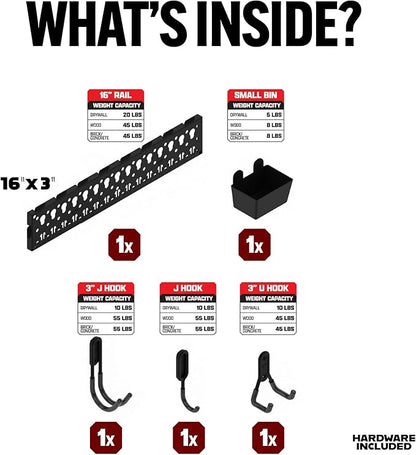Smart T Garage Storage Pegboard Set | 5 Piece Tool Organizer - Heavy Duty Organizer Wall Mount or Shelving Hooks