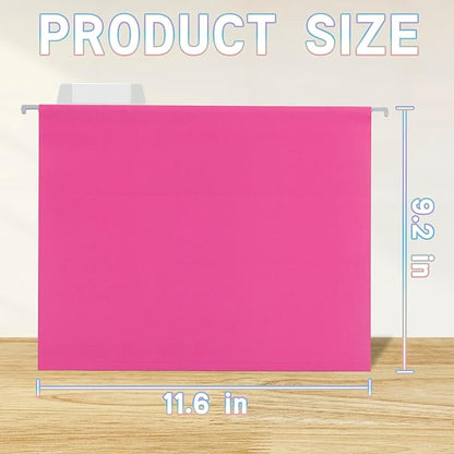 25 Packs Hanging File Folders Pink,Letter Size 8.5x11,Hanging File Folders with 1/5-cut Tabs,File Folders for Filing Cabinet with Tabs,Designed for Bulky Files,Ideal Office,School Classroom