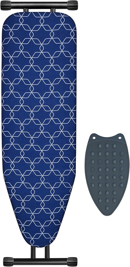 Classic Ironing Board, Compact and Space Saver,Size 43 x 13 Ironing Board, Extra Wide Ironing Area with Extra Thick Heavy Duty Padded, Stable Structure,Easy to Fold Blue Geometry