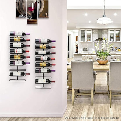Sorbus Wall Mount Wine Rack 3-Pack – Holds 9 Bottles Each – Black Metal Wine Bottle Holders for Wall, Modern Wine Rack for Home Bar, Kitchen