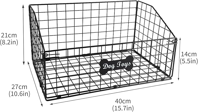 Large Dog Toy Basket Metal,Pet Storage Toys Box Metal Organizer Bin Dogs Wire Rack Container for Food Baskets Living Room Bins Plastic Supplies Boxes Puppy Cat Chest Organizers Food Storage