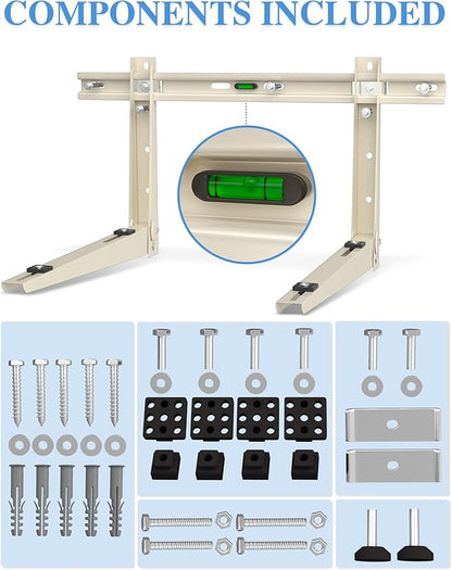 Mini Split Mounting Brackets for Outside, Condenser Bracket with Leveler for 7000 BTU to 24000 BTU Outdoor Ductless Mini Split Air Conditioner Heat Pump AC Systems, Max 490 Lb Capacity