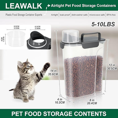 5Lbs Airtight Cat Dog Food Storage Container with Upgraded Large Nozzle BPA-Free, Pet Food Storage Containers for Rice, Grain, Pet Food, Flour, Dog Treat Storage (Black×2, 5L-2pack)