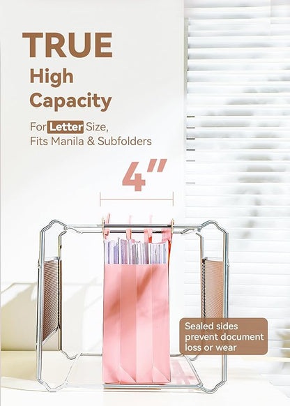 Plastic High Capacity Hanging File Folders, 4" Expansion for Bulky Documents, Side-Sealed Pocket, Holds Heavy Files, Letter Size, Movable Dividers, Insertable Tabs, 6 Pack, Pastel Colors