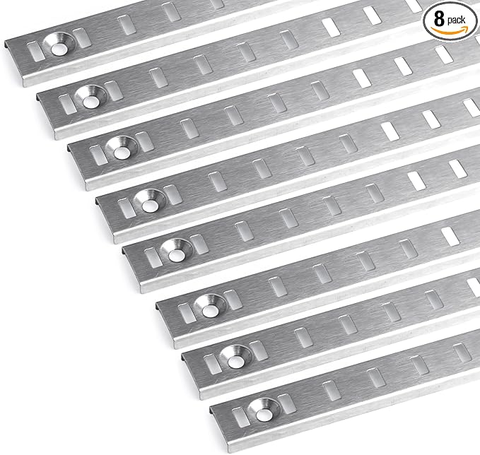 8 Packs 17 Inch Steel Pilaster Shelf Brackets, Adjustable Mortise Mount Rails with Screws for Wall Shelving, Cabinet, Closet Organization, Shelf Clips Not Included
