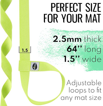 TECEUM Yoga Mat Strap – 30+ Colors – Adjustable Mat Holder Sling Carrier for All Mats [Mat Not Included]