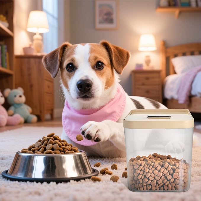 2 Packs Airtight Dog Cat Pet Food Storage Containers Up to 8 Lbs with Lids, Clear Dog Cat Animal Food Dispenser Bin with 2 Measuring Scoops for Home Dogs Cats Bird Pet Foods Storage