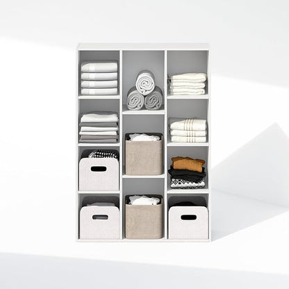 Furinno Reed Closet Organizers and Storage, 11-Cube Closet Organizer, Open Shelf Closet Storage, for Wardrobe, Bedroom, Living Room, White