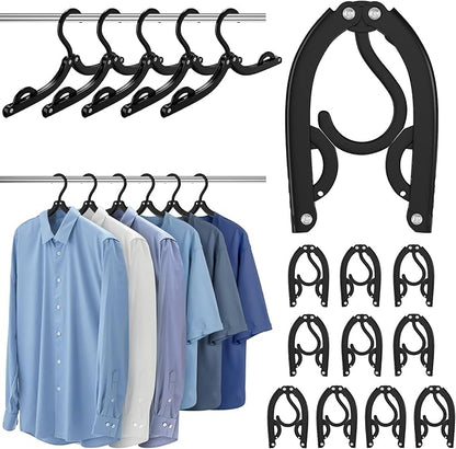6 Pcs Portable Travel Hangers for Cruise Ship Essentials 2026, Plastic Folding Foldable Hangers Clothes Drying Rack Travel Accessories for Suitcase, RV, Camping, Flying, Hotel, Road Trip (Black)