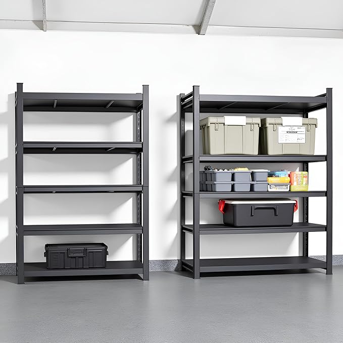 Metal Garage Shelving Unit, Heavy Duty 5-Tier Adjustable Storage Rack, Steel Shelving, 2000 lbs Capacity, Industrial Shelves for Heavy Tools and Equipment (5-Tier 71.2" H x39.4 W x 13.8" D)