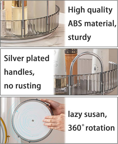 Rotating Makeup Organizer for Vanity, Large Capacity Skincare Perfume Storage, Bathroom Counter Organizer, 360 Spinning Cosmetic Dresser Countertop Organizers (Gray, 3 Tier)