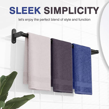Matte Black Towel Rack for Bathroom - 24" Rustproof Towel Holder, Sturdy Towel Bar Wall Mounted, Space-Saving Towel Hanger, Bathroom Accessories, Home Decor, Apparment Essentials