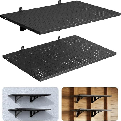 VEVOR 2-Pack Heavy Duty Garage Wall Shelving, 2 x 3 ft Steel Wall Mounted Shelving Unit, 24 x 36 Inch Per Shelf Floating Storage Metal Rack for Garage with 560 lbs Total Weight Capacity