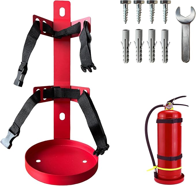 Fire Extinguisher Mount,Wall Mounted Fire Extinguisher Bracket,Compatible with 5 Pound Fire Extinguishers Ideal for Home,Car,RV,Truck
