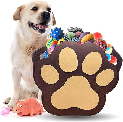 Large Dog Toy Basket Paw Storage Box for Dog Toys & Pet Supplies Felt Dogs Storage Box for Living Room Area Large Organizer for Pet Toys, Blankets and Accessories