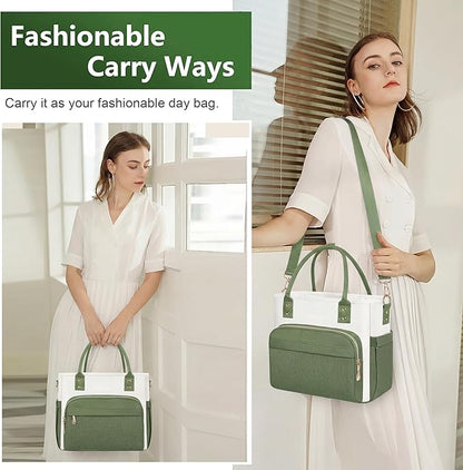 MIYCOO Lunch Bag Lunch Box Women - Leakproof Insulated Lunch Cooler Bag for Women - Large Lunch Tote Bags Adults, Green White