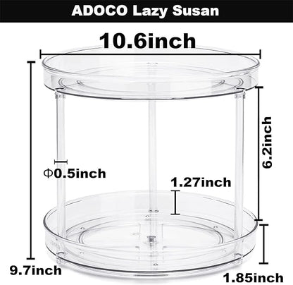2 Tier Lazy Susan, 10.6 Inch Clear Makeup & Skincare Organizer, Bathroom Countertop Perfume Organizer