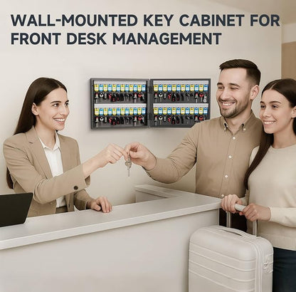 WeHere 48 Key Lock Box, Wall Mounted Key Cabinet with 3-Digit Combination Lock & Backup Key, Key Storage Box for School, Office, Rental, Property Management, Include Key Tags