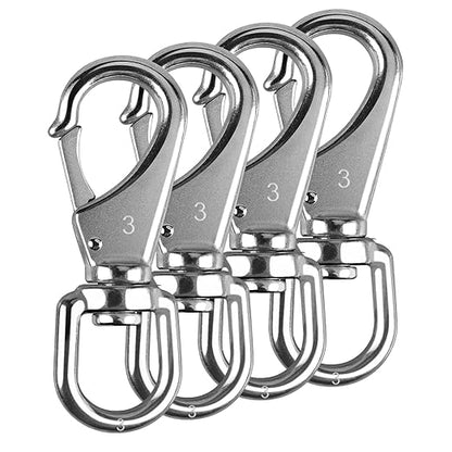 KINLINK 304 Stainless Steel Swivel Snap Hooks, 4 Pack 4.6 Inch Flag Pole Clips, Heavy Duty Large Spring Snap Hooks for Boat Anchor Ropes and Cables