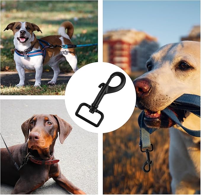 Swivel Snap Hooks Heavy Duty Dog Leash Clips 1 Inch Black Dog Leash Hooks Pet Leashes Safety Clips for Pet Leashes & Collar