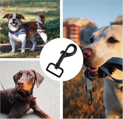 Swivel Snap Hooks Heavy Duty Dog Leash Clips 1 Inch Black Dog Leash Hooks Pet Leashes Safety Clips for Pet Leashes & Collar