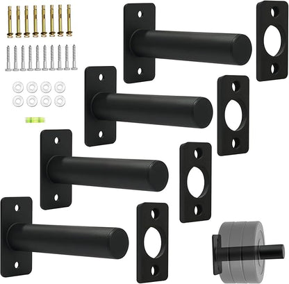 Wall Mounted Olympic Weight Plate Rack, Heavy Duty Metal 2" Plate Holder & Hanger for Home Gym, Garage Gym, Powerlifting & Fitness Equipment Storage, 275 lbs Capacity Barbell Plate Organizer with Screws for Wood & Concrete Walls