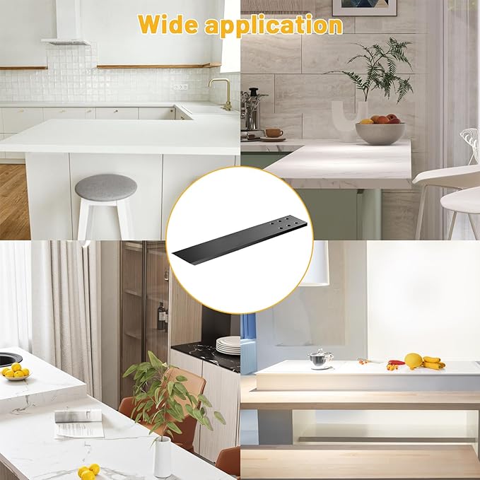 Hidden Granite Countertop Support Brackets 8 Pack 12" L x 2.5" W,3/8" Thick Heavy Duty Counter top Brackets,Flat Black Wall Mount Support Countertop Overhang Support for Quartz, Wood, Concrete,Island
