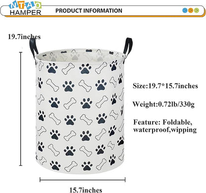 Kids Laundry Hamper,Laundry Basket,Baby Boy Nursery Hamper,Waterproof Storage Bin,Clothes Organizer,Toys Bin,Room Decor(Paw)