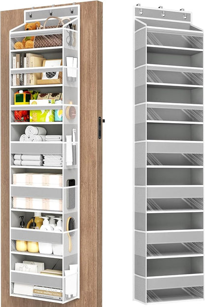 Over The Door Organizer, 7 Tier Door Hanging Organizers with 7 Large Pockets 12 Side Pockets, Behind Door Storage Hanging Shelves for Closet Bathroom Bedroom Nursery