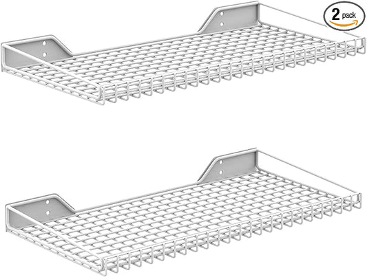 WALMANN 2 Pack Garage Wall Shelf, 23.5" x 12" Wall-Mounted Storage Shelves for Garage, Closet, Laundry Room, Heavy Duty Floating Shelving, Holds Up to 65 lbs(White)