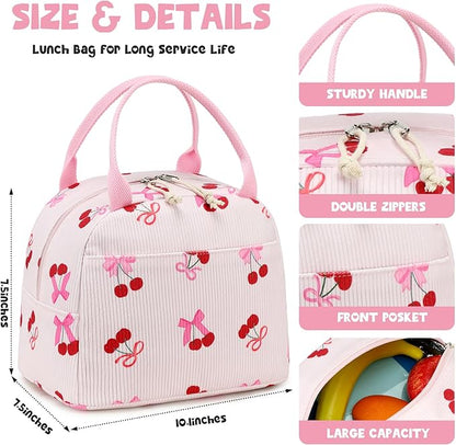 Bluboon Lunch Bag for Women Men Cute Corduroy Lunch Tote Bags Reusable Insulated Lunch Box Large Capacity Reusable Insulated Cooler for Work Picnic or Travel