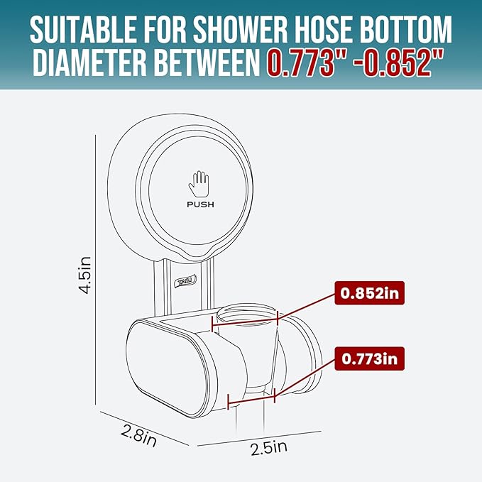 TAILI Shower Head Holder Suction Cup, Handheld Shower Head Bracket, Height Angle Adjustable,Bathroom Showerhead Holder No Drilling Removable Waterproof, White