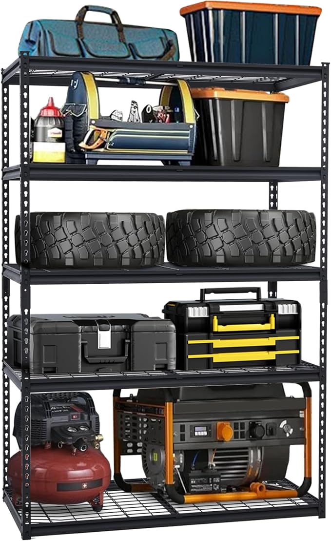 Heavy Duty Storage Shelves 48x24x72 in, 2500Lbs Adjustable Metal Shelving for Garage Organization, Durable Garage Shelving Easy Assemble