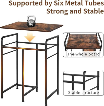 Home Printer Stand with Charging Station, 24x18 Inches Stands for Large Printer, Printer Shredder Stand with Storage for Home Office, Table for Fax Machine/PC Tower (Rustic Brown)