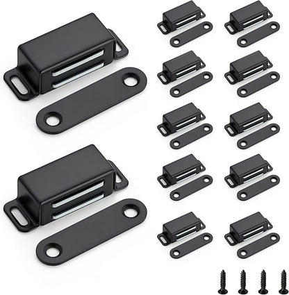 Ravinte 12 Pack Black Magnetic Door Catch, Matte Black Cabinet Magnets, Strong Magnetic Catch Latch for Kitchen Cabinets, Drawers & Cupboards, Stainless Steel Closures