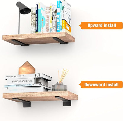 Floating Shelf Brackets 8 inch 6 Pack L Brackets for Shelves Black Metal Heavy Duty Shelf Bracket for DIY Decorative with Mounting Hardware