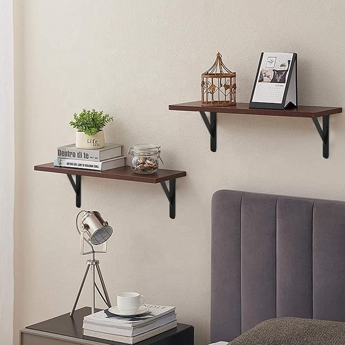 24 Pack L8 x H 6" Black Heavy Duty Shelf Brackets with Screws Metal Shelf Brackets Shelf Support Angle Brackets for Shelves L Brackets Heavy Duty Floating Shelf