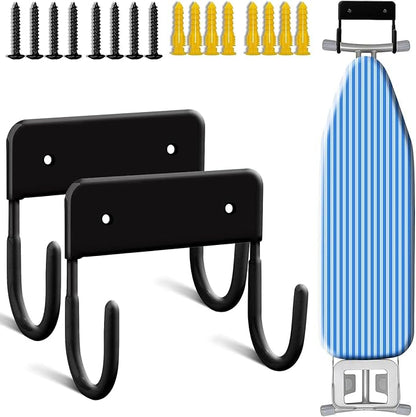 2 Pack Ironing Board Wall Mount Ironing Board Hanger Wall Mount for Laundry Rooms,Black