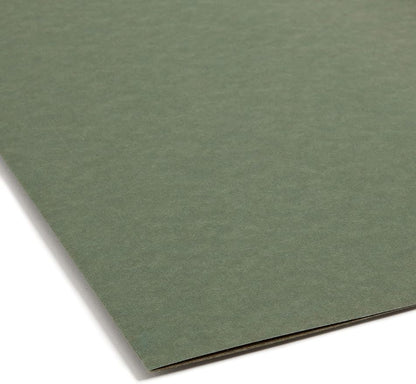 Smead Hanging File Folder with Tab, 1/3-Cut Adjustable Tab, Legal Size, Standard Green, 25 per Box (2-Inch Expansion, Legal)