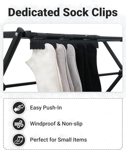 4-Tier Clothes Drying Rack, 4ft High Foldable Drying Rack Clothing for Indoor & Outdoor, Portable Collapsible Laundry Dryer for Laundry Room and Apartment, Black 29" L x 49" H x 11.5" W