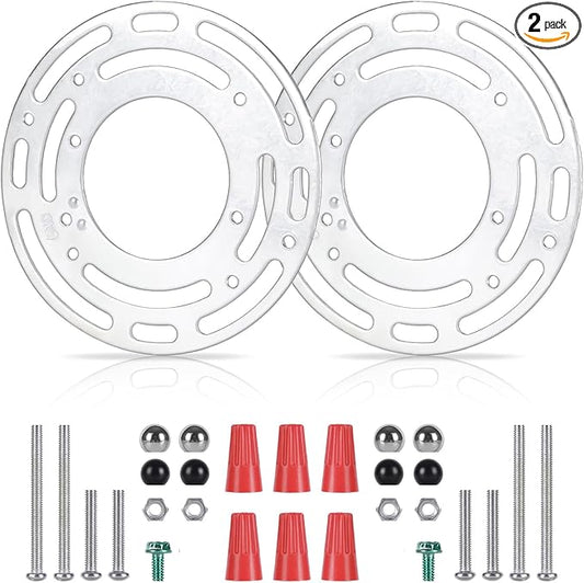 2 Pack Light Fixture Mounting Brackets, Ceiling Light Mounting Plate, Wall Lights Mount Blocks with Screw and Nuts, 4” Round Junction Box Adaptor for Wall Sconce, Chandelier, Pendant