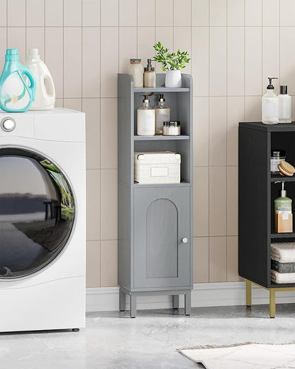 Bathroom Storage Cabinet, Small Corner Floor Cabinet with Door and Shelves, Narrow Toilet Paper Holder, Bathroom Organizer with Adjustable Shelf, for Small Spaces, Gray BC38221GR