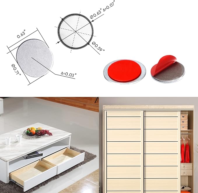 Mousike Magnetic Door Catch Ultra Thin Cabinet Magnets Stainless Steel Drawer Magnet Catch for Sliding Door Closure Kitchen Cabinet Cupboard Closet Closer (30Pack)