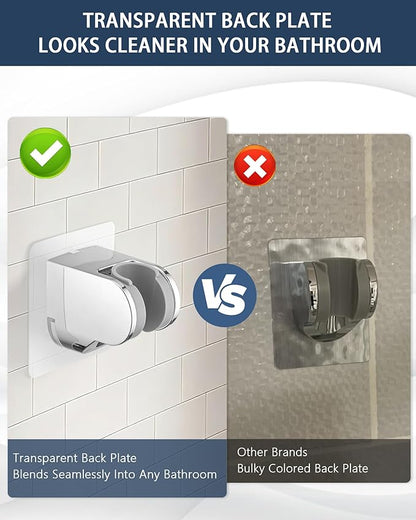 Handheld Shower Head Holder Super Strong Adhesive No Drill Adjustable Wall Mount for Hand Held Wand, Ideal for Kids, Elderly, and Short Users (Chrome)