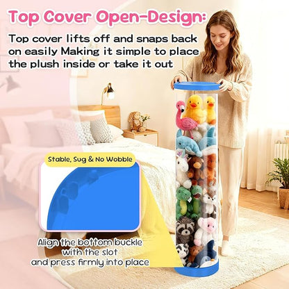 Upgraded Plastic Tube, PET Transparent Bucket, 42”10"" Tall with Double Zipper Navy Blue