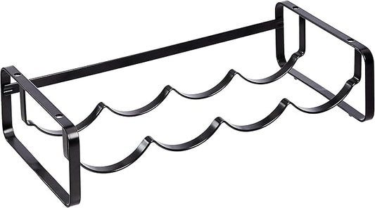 Amazon Basics Tabletop Stackable 4-Bottle Metal Wine Rack, Wine Storage, Space Saving, No Assembly Required, 3.74"D x 15.75"W x 7.87"H, Black