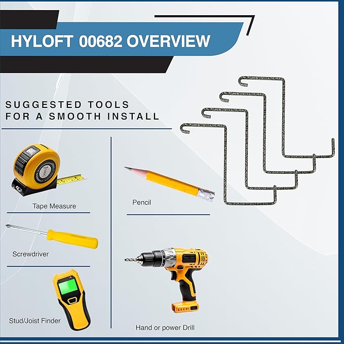 HyLoft 00682 Add-On Storage Hook Accessory for HyLoft Model 625 and 651, Hammertone, 4-Pack